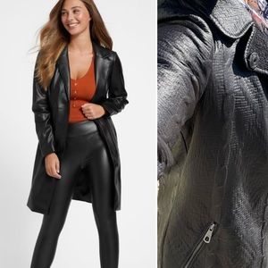 Vintage Guess Embossed Cable Quilted Leather Jacket